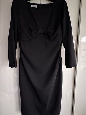 MOSCHINO CHEAP AND CHIC Black Bow-Accent Sheath Wool Dress